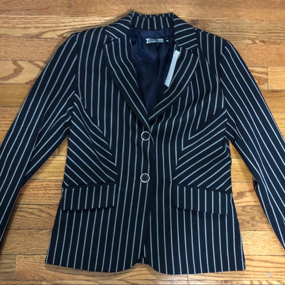 NWT NY&C Navy Blue w/ White Strips Blazer Size 0